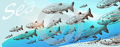 Shoal of fishes Vector Illustration