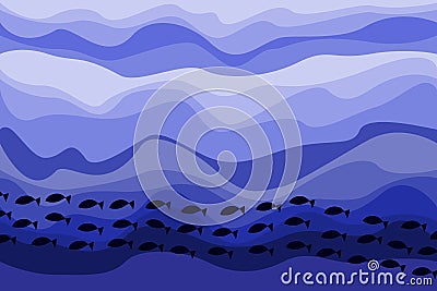 Shoal of fishes in a sea Vector Illustration