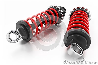 Shock absorbers isolated on white background. 3D illustration Cartoon Illustration