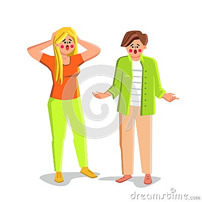 Shock Boy And Girl From Situation Or News Vector Vector Illustration