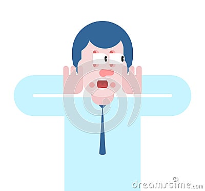 Shock guy. Panic man. mental jolt and fear Vector Illustration