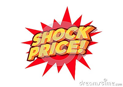 Shock Price, sale tag, poster design template, discount isolated sticker, vector. Vector Illustration