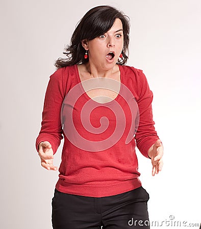 Shocked brunette Stock Photo