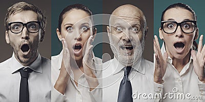 Shocked business people staring at camera Stock Photo