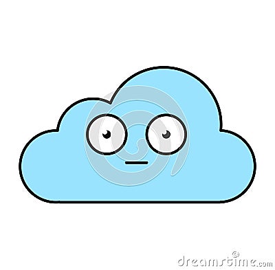Shocked cloud emoji outline illustration Cartoon Illustration