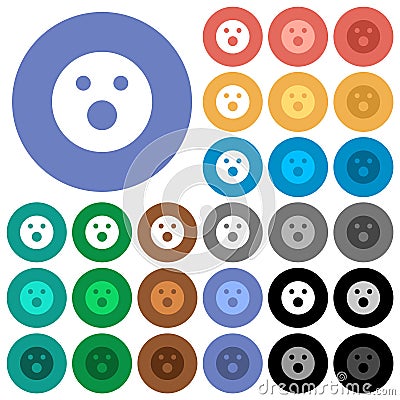 Shocked emoticon solid round flat multi colored icons Vector Illustration