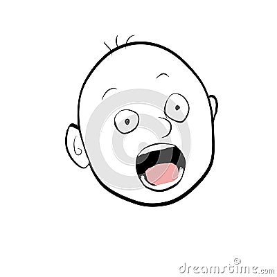 Shocked facial expression cartoon drawing Stock Photo