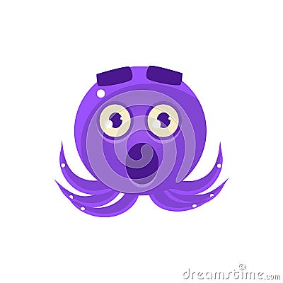 Shocked Funny Octopus Emoji Vector Illustration