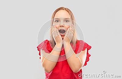 Shocked girl in with open mouth Stock Photo