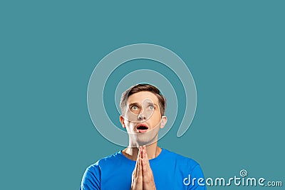 Shocked male portrait amazed idea information Stock Photo