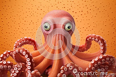 shocked octopus with surprised eyes, concept of Astounded cephalopod Stock Photo