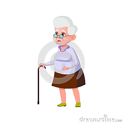 shocked senior lady look at increased rates on product in grocery shop cartoon vector Vector Illustration