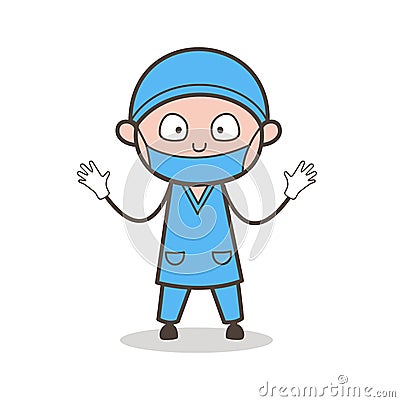 Shocked Surgeon Doctor Expression Vector Stock Photo