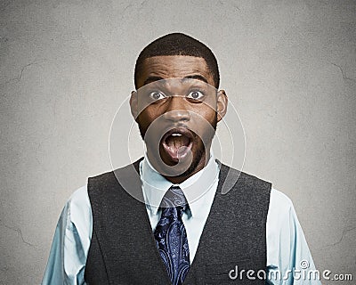Shocked, surprised business man Stock Photo