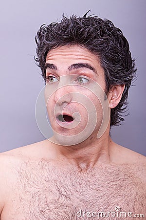 Shocked or surprised facial expression Stock Photo