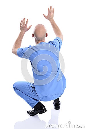 Shocked, surprised nurse man Stock Photo