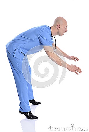 Shocked, surprised nurse man Stock Photo