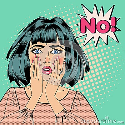 Shocked Woman. Bubble Expression No. Pop Art Vector Illustration