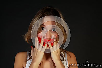 Shocked young woman Stock Photo