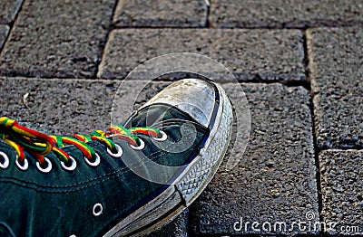 Shoe chucks stone concrete Stock Photo