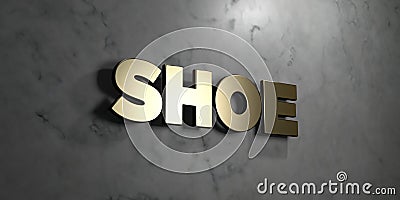 Shoe - Gold sign mounted on glossy marble wall - 3D rendered royalty free stock illustration Cartoon Illustration