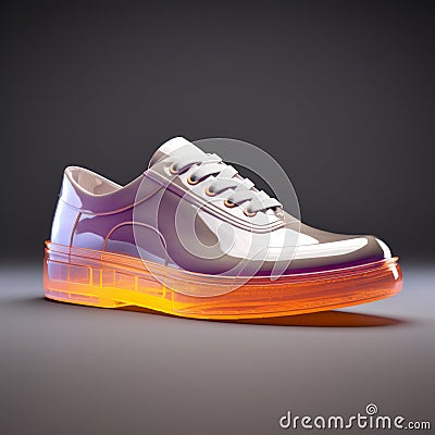 Glow Led Shoe With 3d Modelling - Realistic, Detailed Rendering Stock Photo
