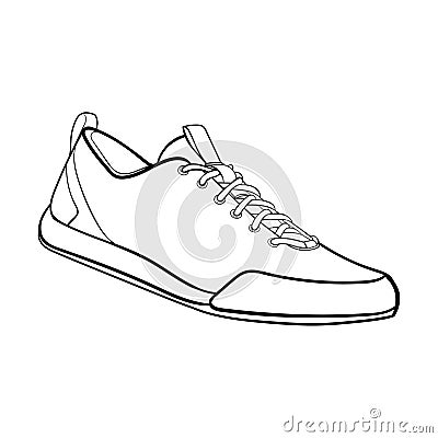 Shoe Line Drawing. Shoes sneaker outline drawing vector, black line sneaker. vector Illustration. Vector Illustration