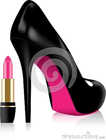 Shoe and a lipstick Vector Illustration