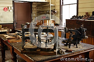 Shoe maker workshop Stock Photo