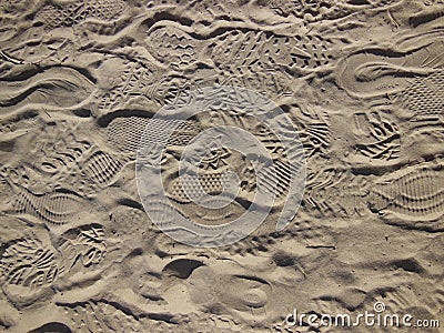 Shoe Prints in the Desert Sand Stock Photo