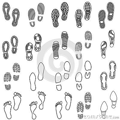 Shoe prints icon vector set. Footprints illustration sign collection. Shoes symbol or logo. Vector Illustration