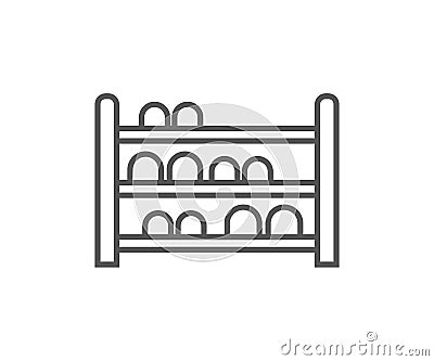 Shoe rack isolated icon in linear style Vector Illustration