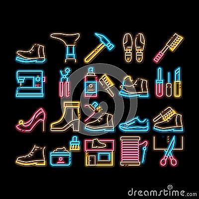 Shoe Repair Equipment neon glow icon illustration Vector Illustration