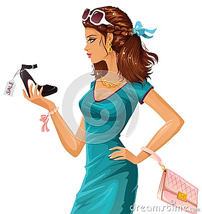 Shoe shopping Vector Illustration