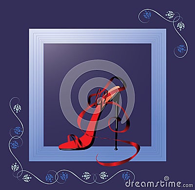 Shoe in a show-window Vector Illustration