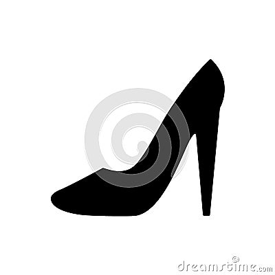 Shoe with stiletto high heel for woman. Black silhouette footwear. Vector illustration Vector Illustration