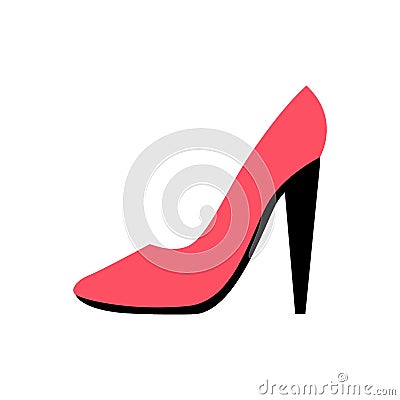 Shoe with stiletto high heel for woman. Red footwear. Vector illustration Vector Illustration