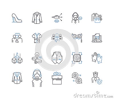 Shoe store line icons collection. Sneakers, Boots, Heels, Loafers, Sandals, Flats, Slippers vector and linear Vector Illustration