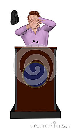 Shoe Throwing Incident Speaker Podium Illustration Stock Photo