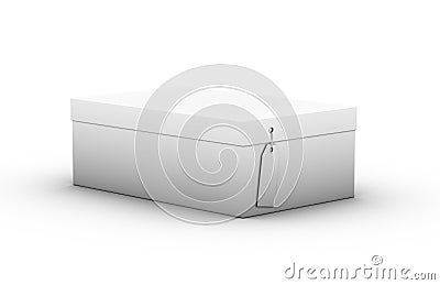 Shoebox with a tag on a white background Stock Photo