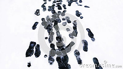 Shoeprints in Snow Stock Photo