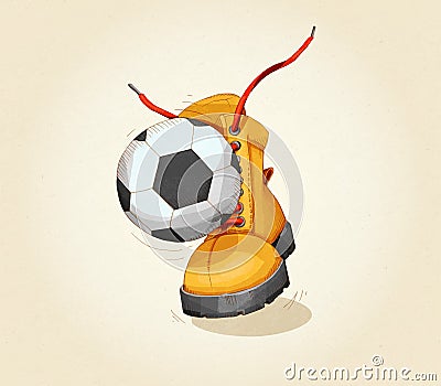 Shoes and ball. Vector Illustration