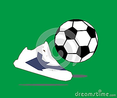 Shoes and ball sign on green background isolated. football sign vector illustration Cartoon Illustration