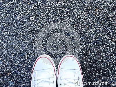 Shoes on cement floor Stock Photo