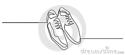 Shoes Continuous One Line Drawing. Black and White Modern Print. Boots One Line Illustration. Minimalist Contour Drawing Vector Illustration