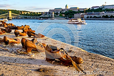 Shoes on the Danube Bank Editorial Stock Photo