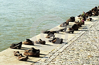 Shoes on the Danube Editorial Stock Photo