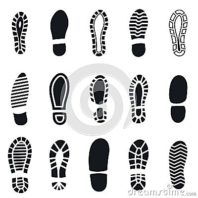 Shoes footprint silhouette vector set Vector Illustration