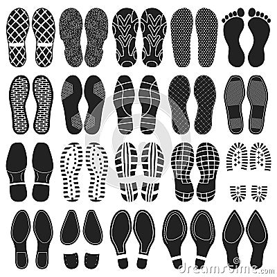 Shoes footprint vector set. Vector Illustration