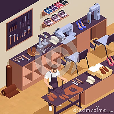 Shoes And Footwear Production Background Vector Illustration